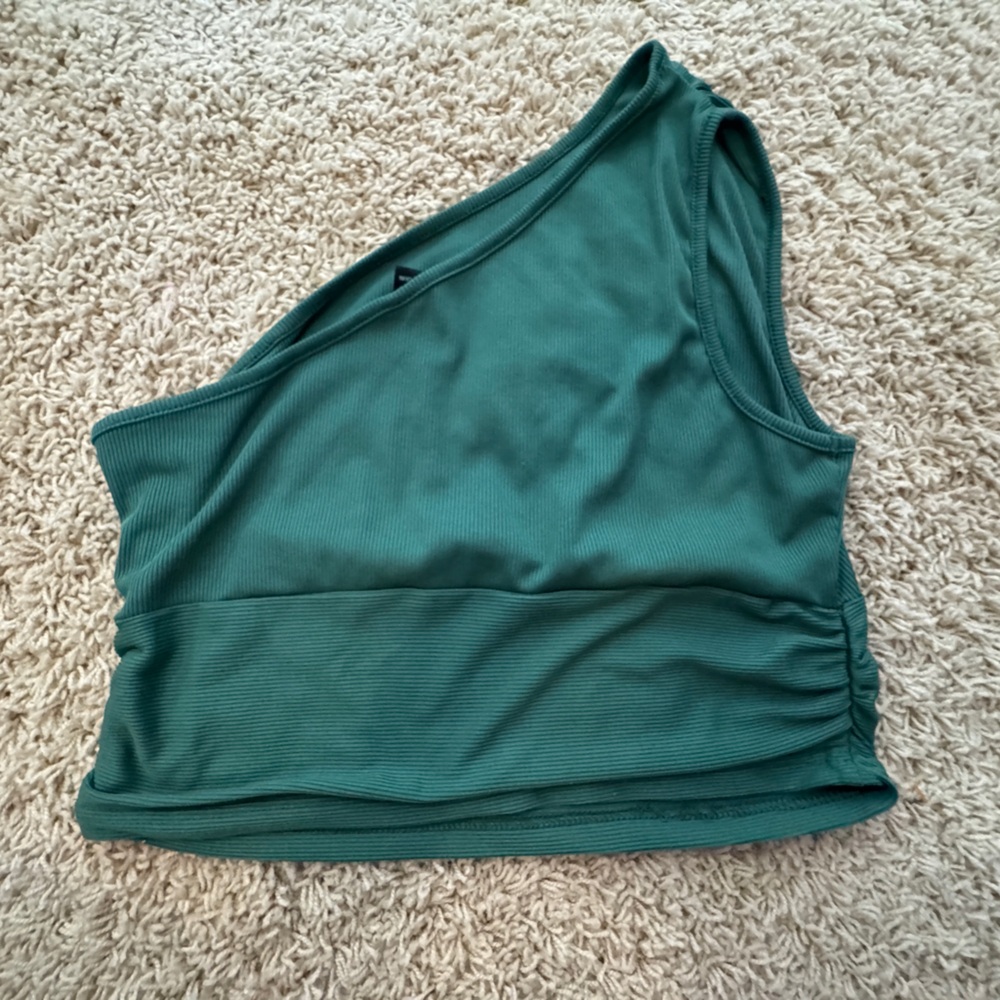 SHEIN Teal Ribbed Knit Top